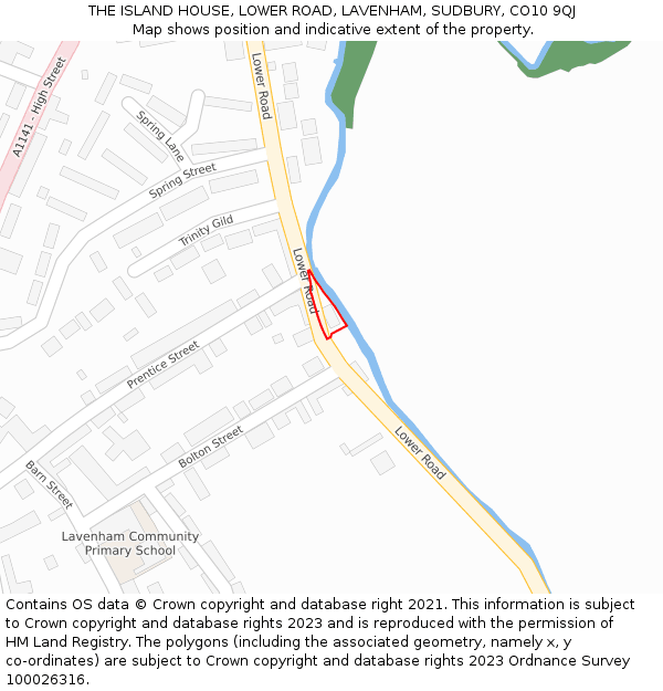 THE ISLAND HOUSE, LOWER ROAD, LAVENHAM, SUDBURY, CO10 9QJ: Location map and indicative extent of plot