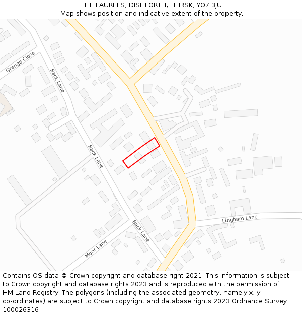 THE LAURELS, DISHFORTH, THIRSK, YO7 3JU: Location map and indicative extent of plot