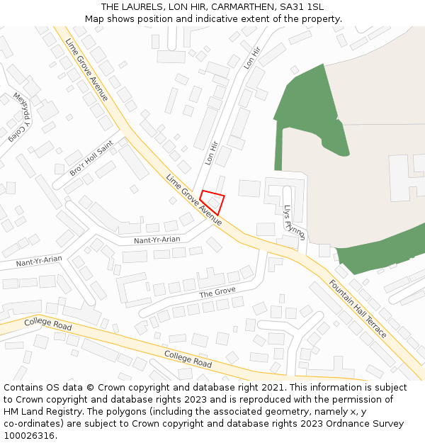 THE LAURELS, LON HIR, CARMARTHEN, SA31 1SL: Location map and indicative extent of plot