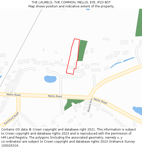 THE LAURELS, THE COMMON, MELLIS, EYE, IP23 8DT: Location map and indicative extent of plot