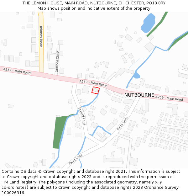 THE LEMON HOUSE, MAIN ROAD, NUTBOURNE, CHICHESTER, PO18 8RY: Location map and indicative extent of plot