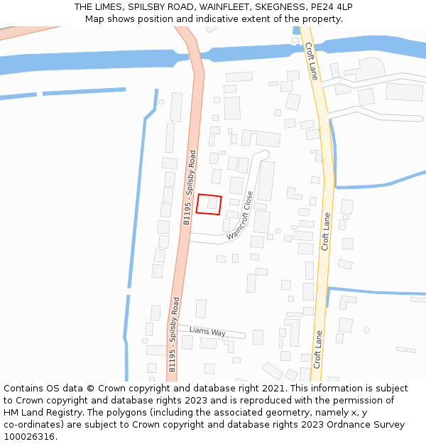 THE LIMES, SPILSBY ROAD, WAINFLEET, SKEGNESS, PE24 4LP: Location map and indicative extent of plot