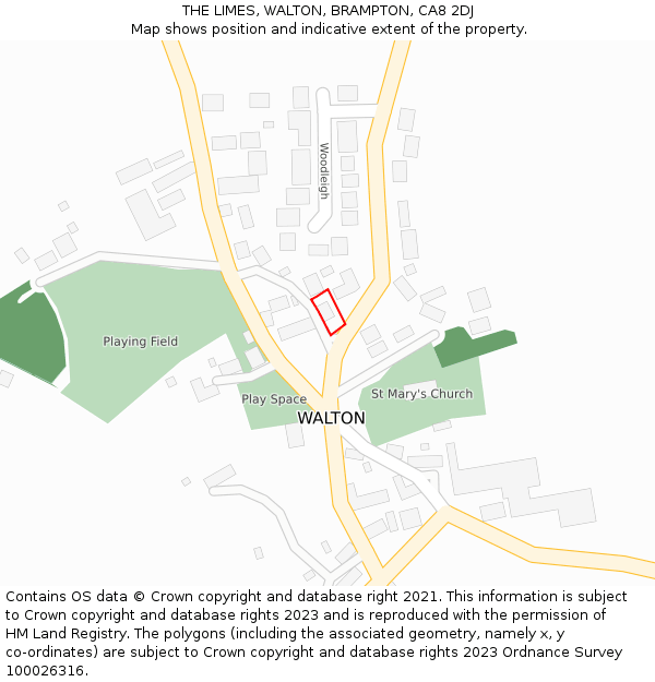 THE LIMES, WALTON, BRAMPTON, CA8 2DJ: Location map and indicative extent of plot
