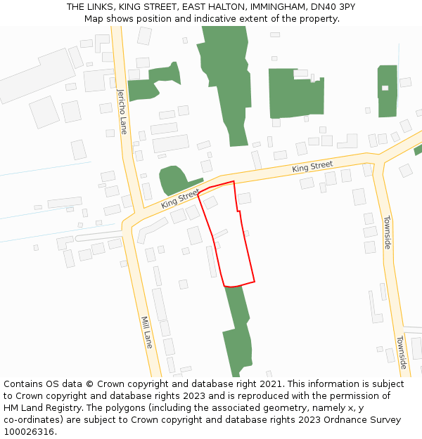 THE LINKS, KING STREET, EAST HALTON, IMMINGHAM, DN40 3PY: Location map and indicative extent of plot