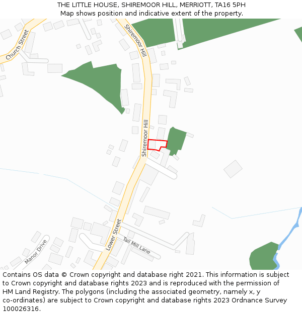 THE LITTLE HOUSE, SHIREMOOR HILL, MERRIOTT, TA16 5PH: Location map and indicative extent of plot