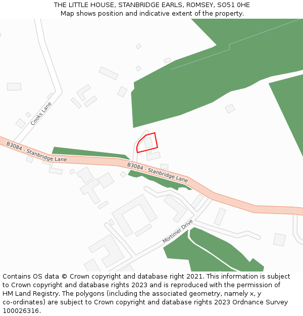 THE LITTLE HOUSE, STANBRIDGE EARLS, ROMSEY, SO51 0HE: Location map and indicative extent of plot