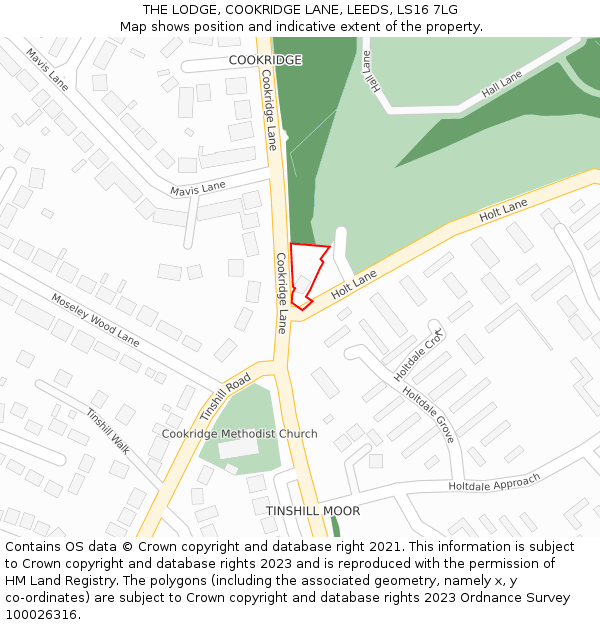THE LODGE, COOKRIDGE LANE, LEEDS, LS16 7LG: Location map and indicative extent of plot
