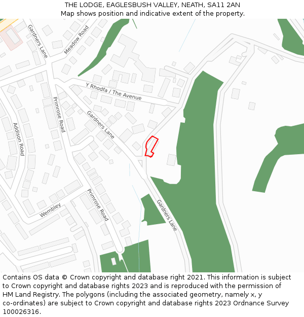THE LODGE, EAGLESBUSH VALLEY, NEATH, SA11 2AN: Location map and indicative extent of plot