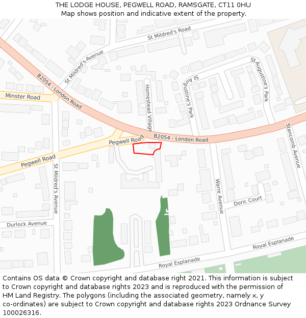 THE LODGE HOUSE, PEGWELL ROAD, RAMSGATE, CT11 0HU: Location map and indicative extent of plot