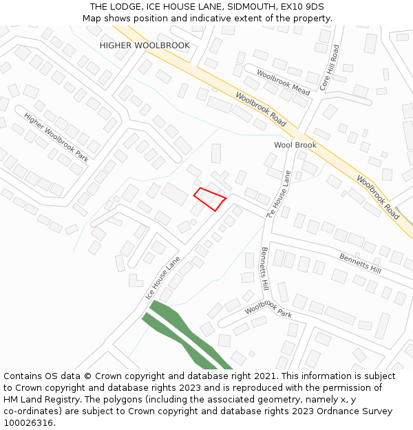 THE LODGE, ICE HOUSE LANE, SIDMOUTH, EX10 9DS: Location map and indicative extent of plot