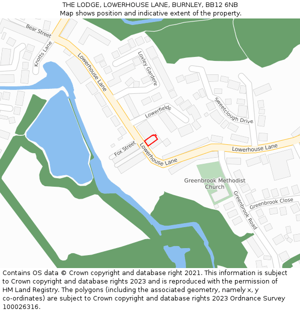 THE LODGE, LOWERHOUSE LANE, BURNLEY, BB12 6NB: Location map and indicative extent of plot
