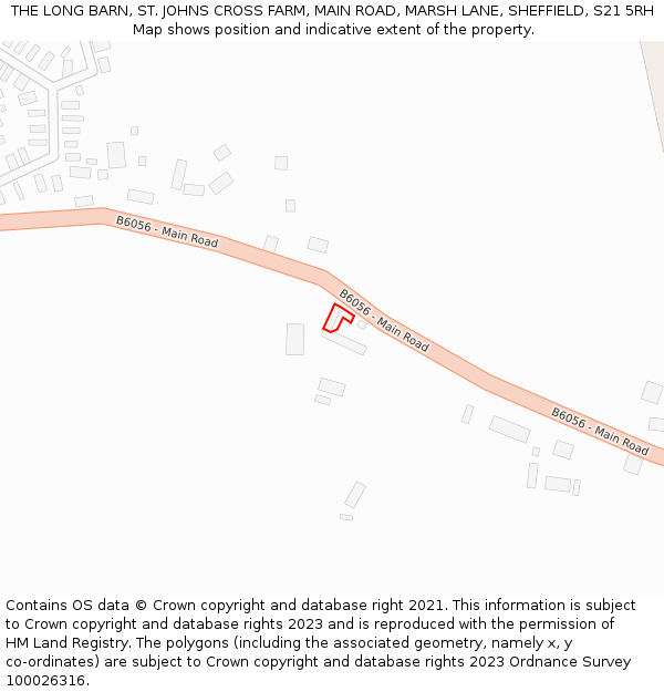 THE LONG BARN, ST. JOHNS CROSS FARM, MAIN ROAD, MARSH LANE, SHEFFIELD, S21 5RH: Location map and indicative extent of plot