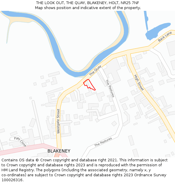 THE LOOK OUT, THE QUAY, BLAKENEY, HOLT, NR25 7NF: Location map and indicative extent of plot