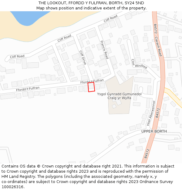 THE LOOKOUT, FFORDD Y FULFRAN, BORTH, SY24 5ND: Location map and indicative extent of plot