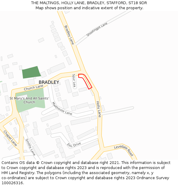 THE MALTINGS, HOLLY LANE, BRADLEY, STAFFORD, ST18 9DR: Location map and indicative extent of plot
