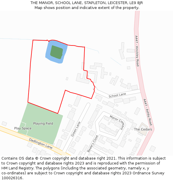 THE MANOR, SCHOOL LANE, STAPLETON, LEICESTER, LE9 8JR: Location map and indicative extent of plot
