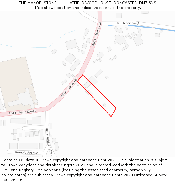 THE MANOR, STONEHILL, HATFIELD WOODHOUSE, DONCASTER, DN7 6NS: Location map and indicative extent of plot