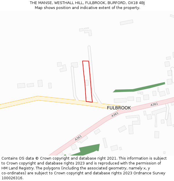 THE MANSE, WESTHALL HILL, FULBROOK, BURFORD, OX18 4BJ: Location map and indicative extent of plot