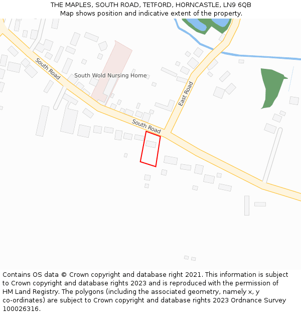 THE MAPLES, SOUTH ROAD, TETFORD, HORNCASTLE, LN9 6QB: Location map and indicative extent of plot