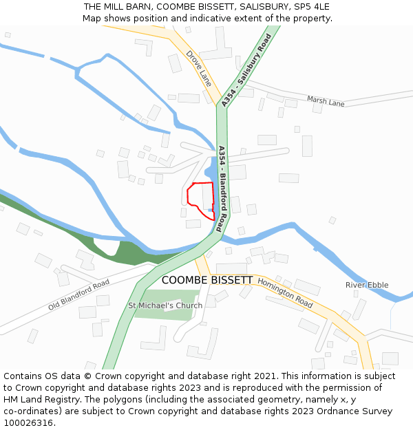 THE MILL BARN, COOMBE BISSETT, SALISBURY, SP5 4LE: Location map and indicative extent of plot