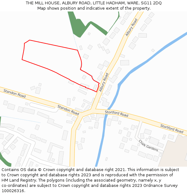THE MILL HOUSE, ALBURY ROAD, LITTLE HADHAM, WARE, SG11 2DQ: Location map and indicative extent of plot