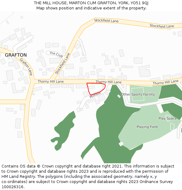 THE MILL HOUSE, MARTON CUM GRAFTON, YORK, YO51 9QJ: Location map and indicative extent of plot