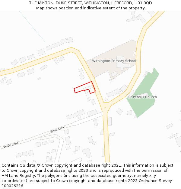 THE MINTON, DUKE STREET, WITHINGTON, HEREFORD, HR1 3QD: Location map and indicative extent of plot