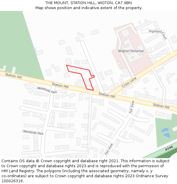 THE MOUNT, STATION HILL, WIGTON, CA7 9BN: Location map and indicative extent of plot