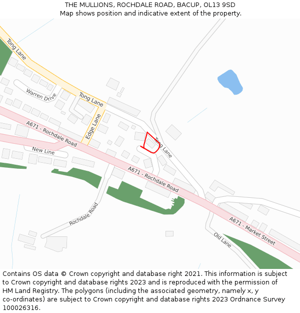 THE MULLIONS, ROCHDALE ROAD, BACUP, OL13 9SD: Location map and indicative extent of plot