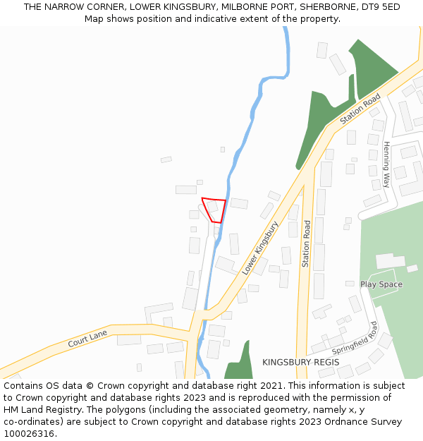 THE NARROW CORNER, LOWER KINGSBURY, MILBORNE PORT, SHERBORNE, DT9 5ED: Location map and indicative extent of plot