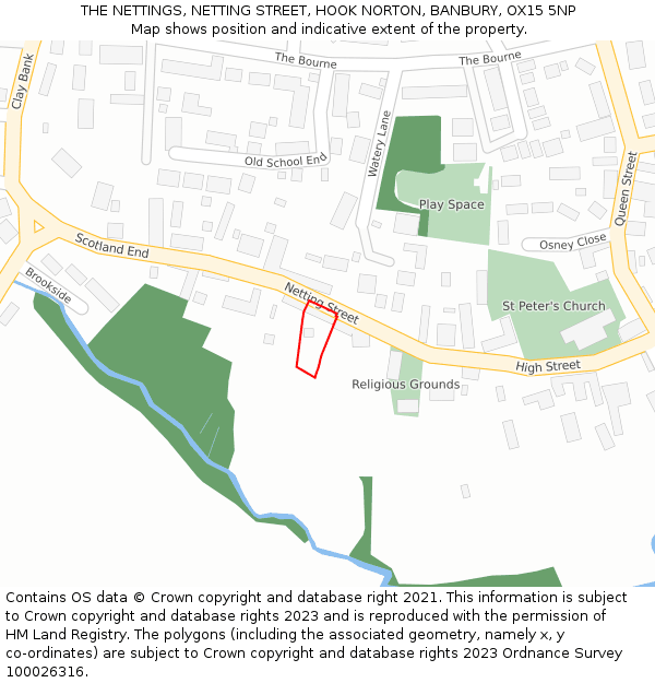 THE NETTINGS, NETTING STREET, HOOK NORTON, BANBURY, OX15 5NP: Location map and indicative extent of plot