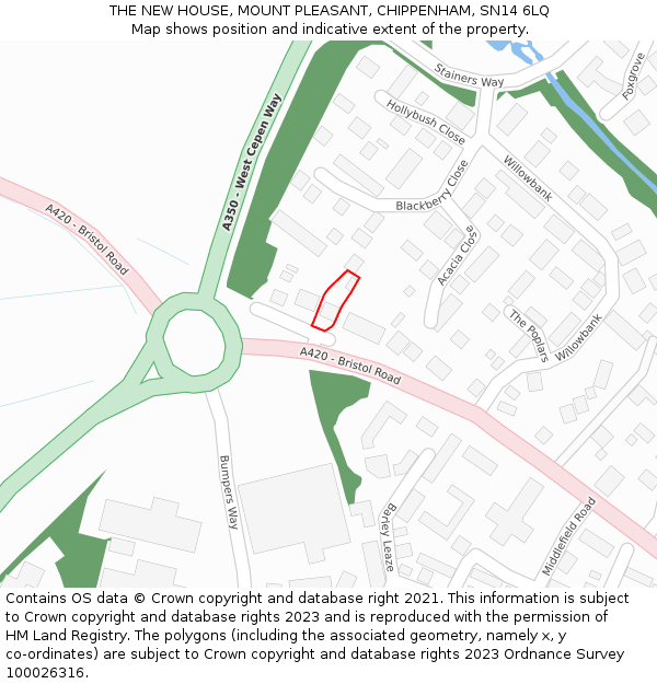 THE NEW HOUSE, MOUNT PLEASANT, CHIPPENHAM, SN14 6LQ: Location map and indicative extent of plot