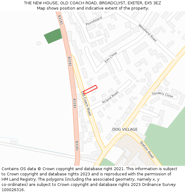 THE NEW HOUSE, OLD COACH ROAD, BROADCLYST, EXETER, EX5 3EZ: Location map and indicative extent of plot