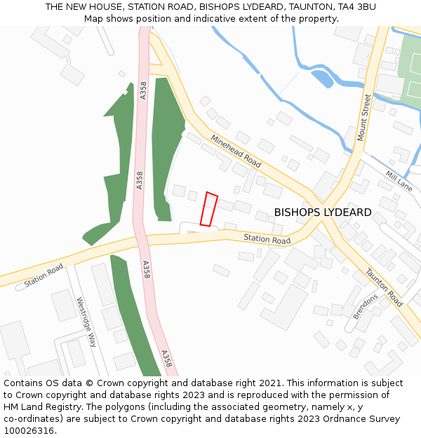 THE NEW HOUSE, STATION ROAD, BISHOPS LYDEARD, TAUNTON, TA4 3BU: Location map and indicative extent of plot