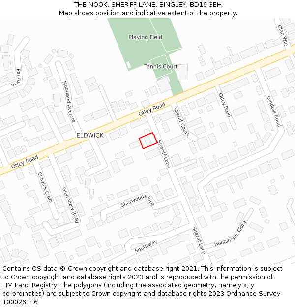 THE NOOK, SHERIFF LANE, BINGLEY, BD16 3EH: Location map and indicative extent of plot