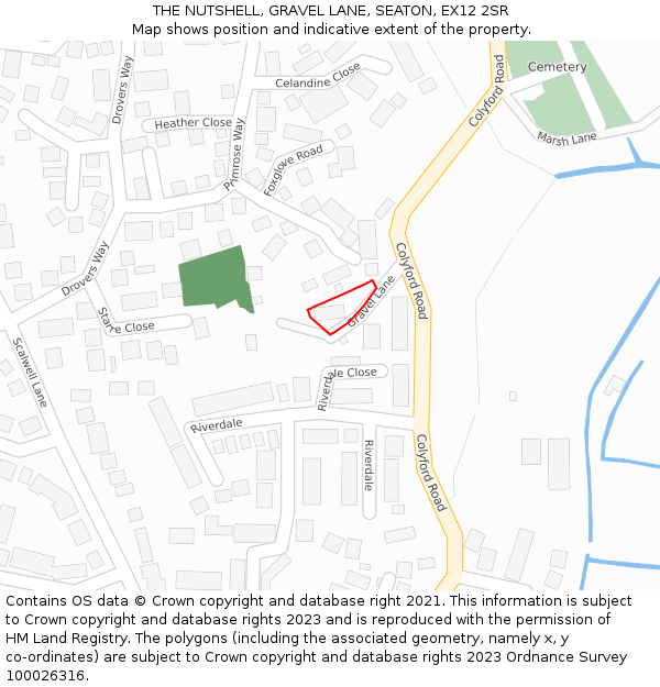 THE NUTSHELL, GRAVEL LANE, SEATON, EX12 2SR: Location map and indicative extent of plot