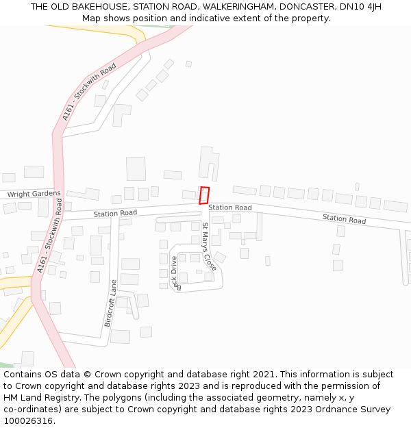 THE OLD BAKEHOUSE, STATION ROAD, WALKERINGHAM, DONCASTER, DN10 4JH: Location map and indicative extent of plot