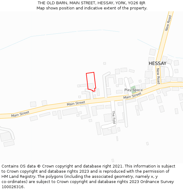 THE OLD BARN, MAIN STREET, HESSAY, YORK, YO26 8JR: Location map and indicative extent of plot