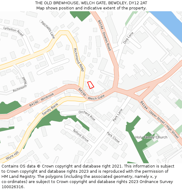 THE OLD BREWHOUSE, WELCH GATE, BEWDLEY, DY12 2AT: Location map and indicative extent of plot