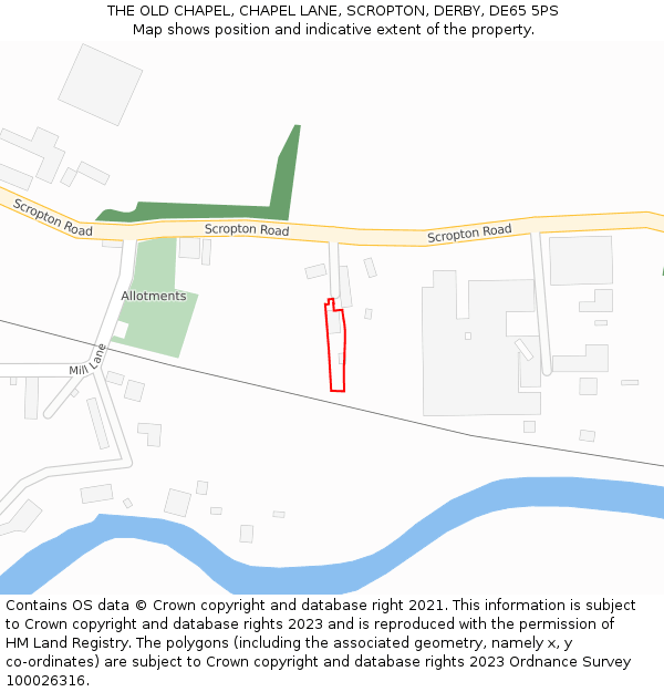 THE OLD CHAPEL, CHAPEL LANE, SCROPTON, DERBY, DE65 5PS: Location map and indicative extent of plot