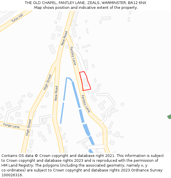 THE OLD CHAPEL, FANTLEY LANE, ZEALS, WARMINSTER, BA12 6NX: Location map and indicative extent of plot