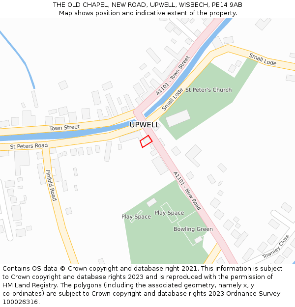 THE OLD CHAPEL, NEW ROAD, UPWELL, WISBECH, PE14 9AB: Location map and indicative extent of plot