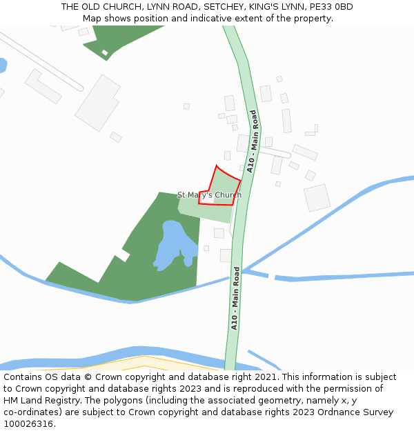 THE OLD CHURCH, LYNN ROAD, SETCHEY, KING'S LYNN, PE33 0BD: Location map and indicative extent of plot