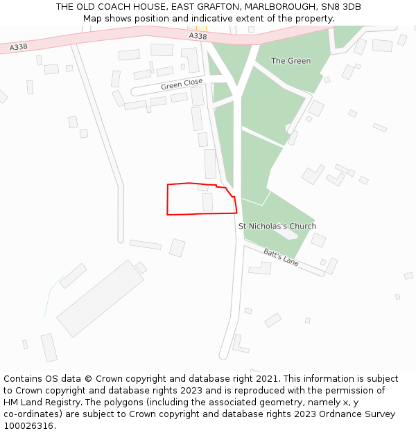 THE OLD COACH HOUSE, EAST GRAFTON, MARLBOROUGH, SN8 3DB: Location map and indicative extent of plot