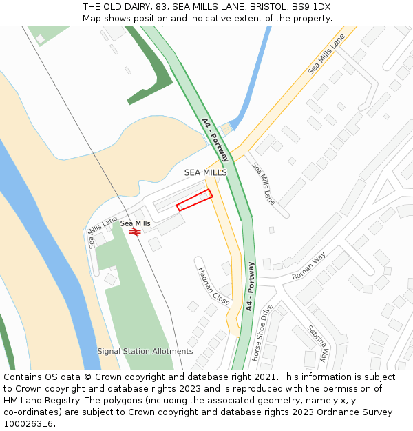 THE OLD DAIRY, 83, SEA MILLS LANE, BRISTOL, BS9 1DX: Location map and indicative extent of plot