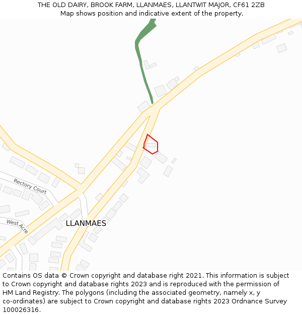 THE OLD DAIRY, BROOK FARM, LLANMAES, LLANTWIT MAJOR, CF61 2ZB: Location map and indicative extent of plot