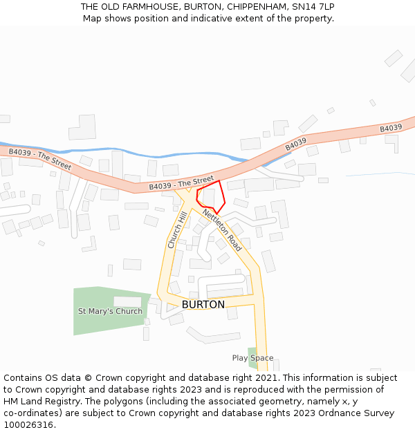 THE OLD FARMHOUSE, BURTON, CHIPPENHAM, SN14 7LP: Location map and indicative extent of plot