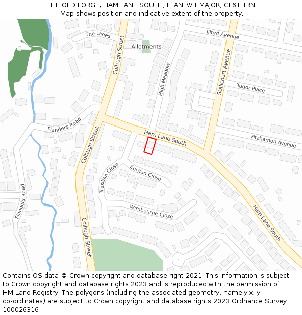 THE OLD FORGE, HAM LANE SOUTH, LLANTWIT MAJOR, CF61 1RN: Location map and indicative extent of plot