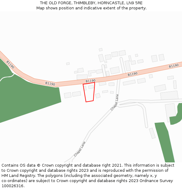 THE OLD FORGE, THIMBLEBY, HORNCASTLE, LN9 5RE: Location map and indicative extent of plot