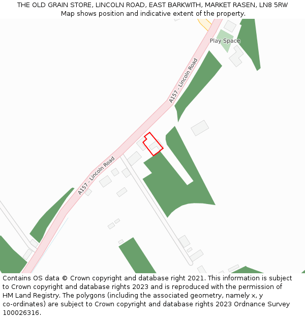 THE OLD GRAIN STORE, LINCOLN ROAD, EAST BARKWITH, MARKET RASEN, LN8 5RW: Location map and indicative extent of plot